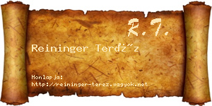 Reininger Teréz névjegykártya